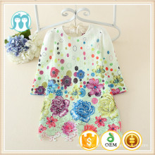 Luz verde cor adorável crianças princesa médio casual dress meninas vestido princesa bordado tecido floral dress